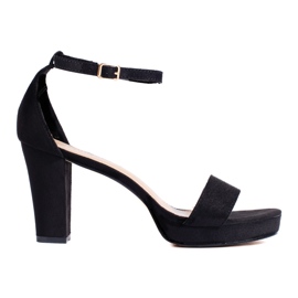 Sandales à talons femme en daim noir le noir