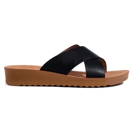 Tongs plateforme femme noires