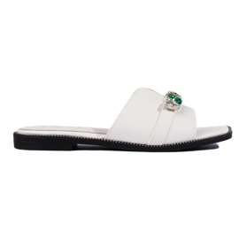 Tongs femme blanches avec pierres
