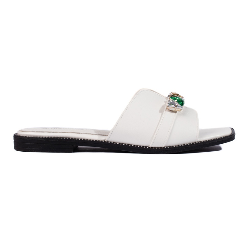 Tongs femme blanches avec pierres
