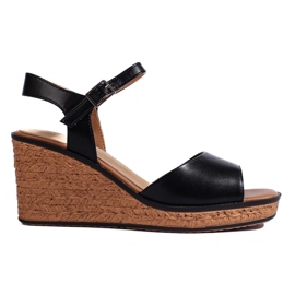 Sandales compensées noires pour femmes de Sergio Leone