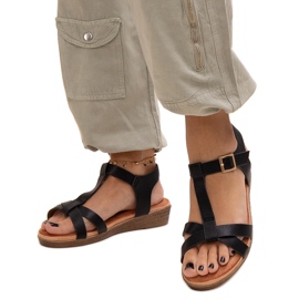 Sandales compensées basses Sherine noires