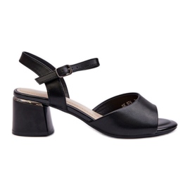 Sandales à talons bas pour femmes en cuir écologique Sergio Leone SK876 noir