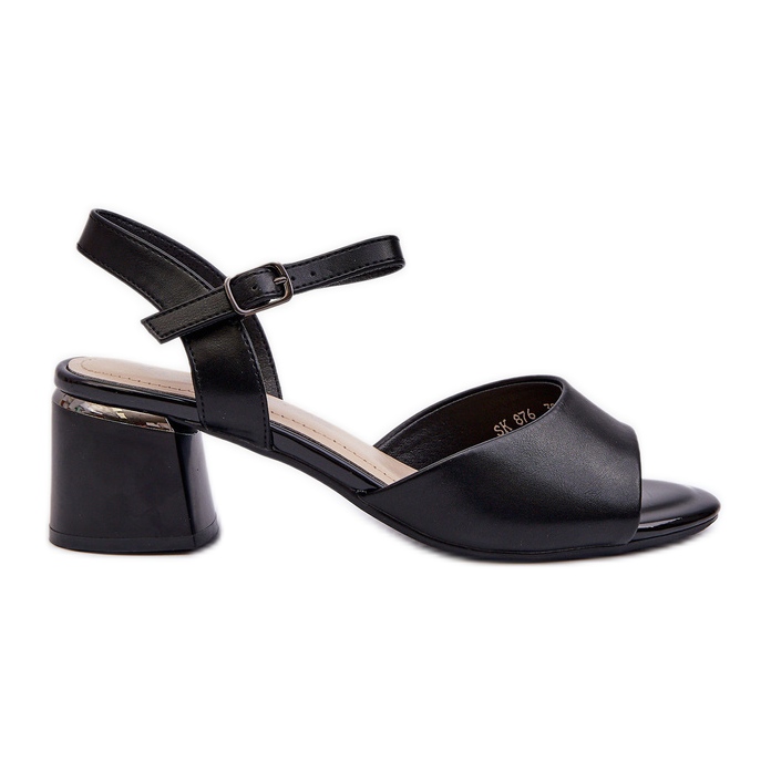 Sandales à talons bas pour femmes en cuir écologique Sergio Leone SK876 noir le noir