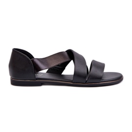 Sandales en cuir à trépointe, Noir Pouilles le noir