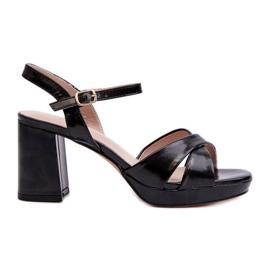 Sandales à talons hauts pour femmes en cuir écologique noir Jatine