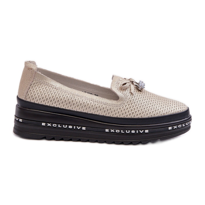 Mocassins En Cuir Brillant Pour Femme Sur La Plateforme S.Barski LR400 Or d'or