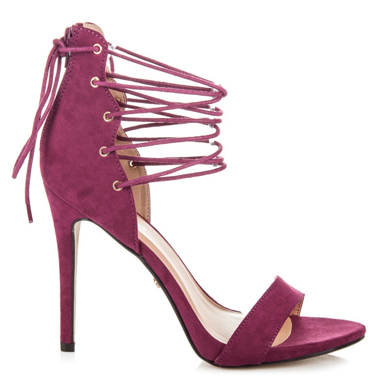 Ideal Shoes Sandales nouées sur un talon haut violet