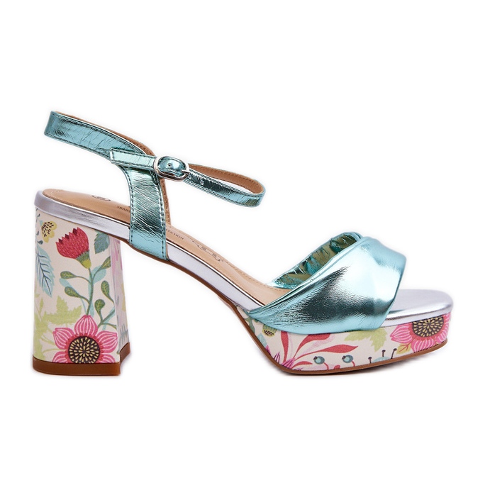 S.Barski Sandales florales à talons hauts pour femmes D&A CR980 Bleu S.Barski Sandales florales à talons hauts pour femmes D&A CR980 Bleu