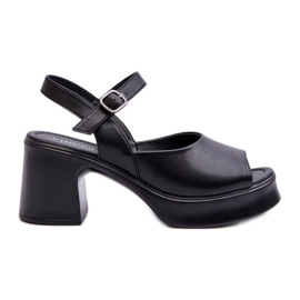 Sandales à talons hauts en cuir pour femmes Vinceza 66627 Noir