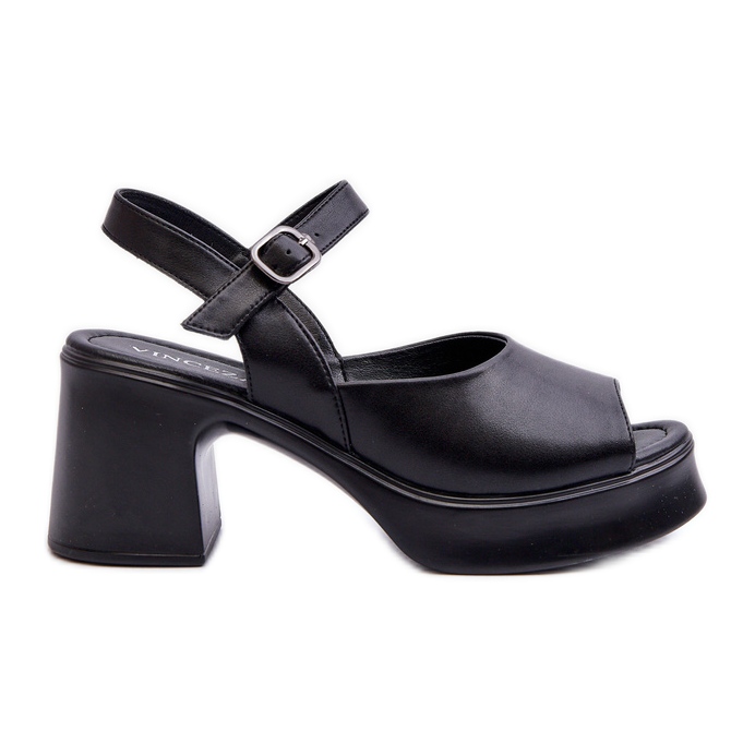 Sandales à talons hauts en cuir pour femmes Vinceza 66627 Noir le noir