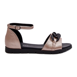 Sandales plates pour femmes avec chaîne Vinceza 17320 Or doré