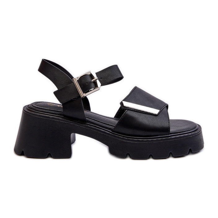 Sandales pour femmes en cuir écologique avec talons hauts et plateforme Vinceza 36257 Noir le noir