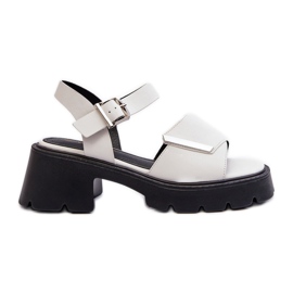 Sandales pour femmes en cuir écologique avec talons hauts et plateforme Vinceza 36257 Blanc blanche