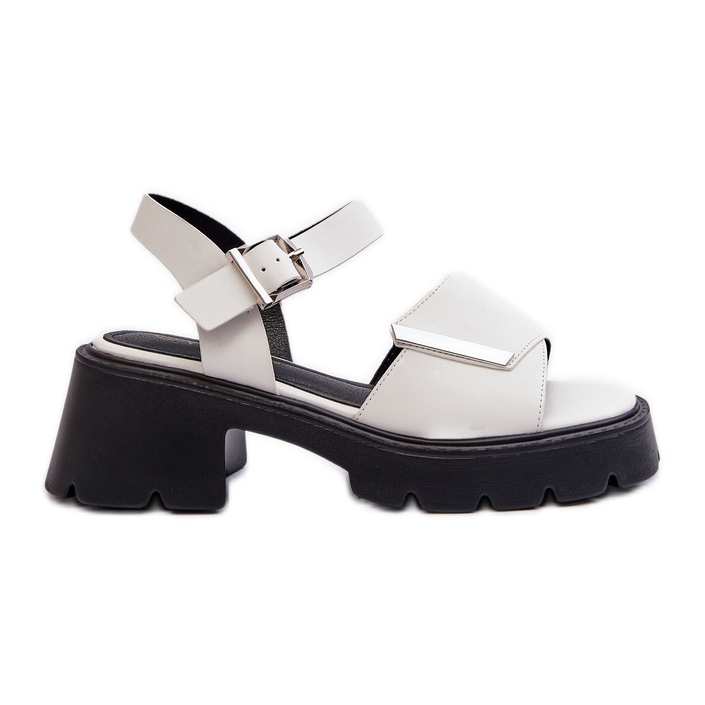 Sandales pour femmes en cuir écologique avec talons hauts et plateforme Vinceza 36257 Blanc blanche