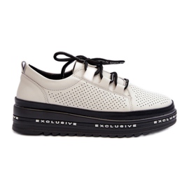 Chaussures en cuir pour femmes sur la plateforme S.Barski LR769A Beige Chaussures en cuir pour femmes sur la plateforme S.Barski LR769A Beige