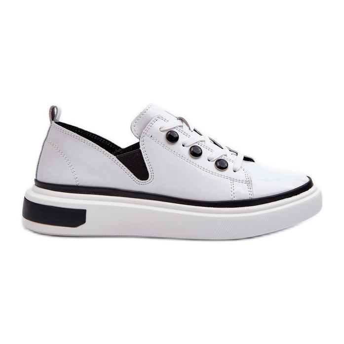 S.Barski Baskets Femme Cuir Verni D&amp;A LR535 Blanc blanche