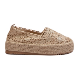 Espadrilles en dentelle pour femmes sur la plateforme Elarose dorée d'or Espadrilles en dentelle pour femmes sur la plateforme Elarose dorée d'or