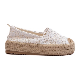 Espadrilles Femme En Dentelle Sur Plateforme Blanc Elarose