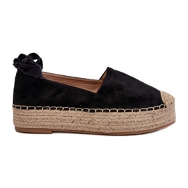 Espadrilles Femme Nouées Sur Une Plateforme Avec Tresse, Noir Tailesse