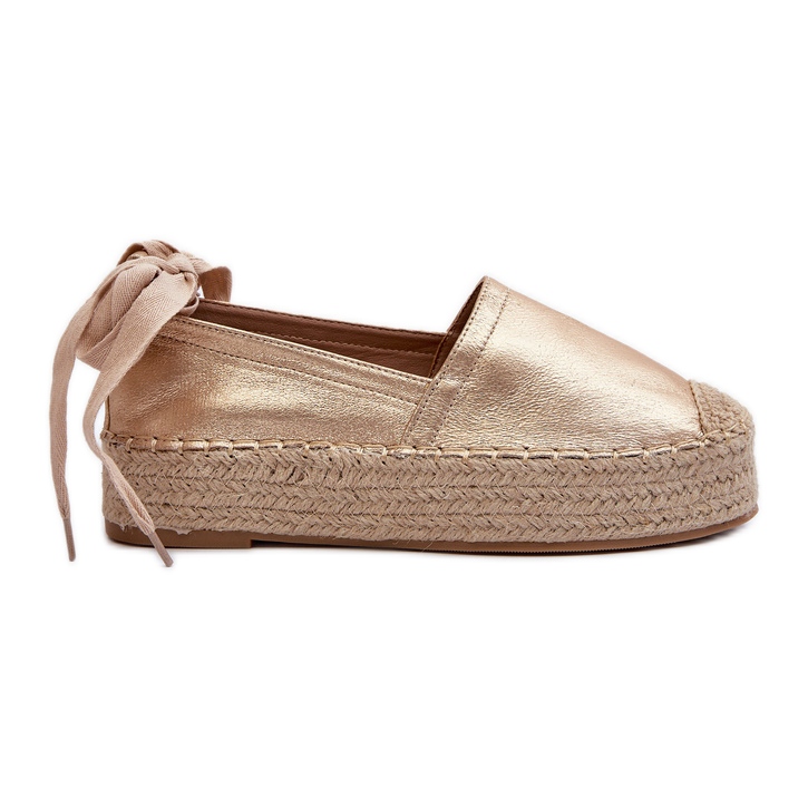 Espadrilles Pour Femmes Nouées Sur Une Plateforme Avec Tailesse Dorée Tressée d'or