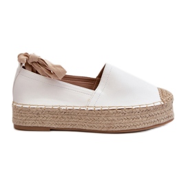 Espadrilles Femme Nouées Sur Une Plateforme Avec Tresse, Blanc Tailesse