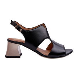 Sandales En Cuir À Talon Haut Pour Femme Maciejka 06566-01 Noir