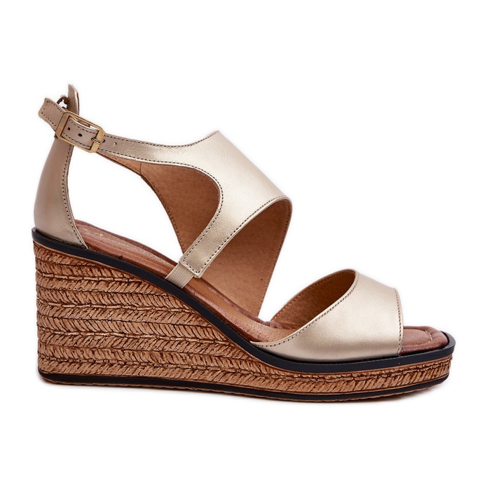 Sandales compensées en cuir pour femmes Maciejka 06657-25 Or d'or