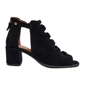 Sandales à Talons Hauts Femme en Daim Maciejka 06456-01 Noir