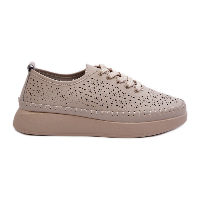 Baskets en cuir sur plateforme S.Barski LR278 Beige