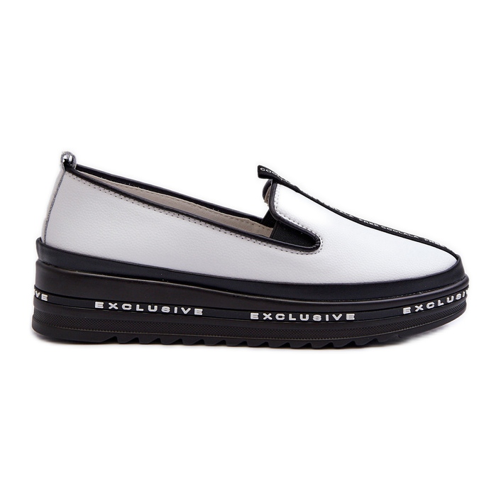 Chaussures en cuir pour femmes sur la plateforme S.Barski LR260, blanches