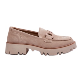 S.Barski Mocassins Femme En Daim Avec Décoration D&amp;A TW117 Beige