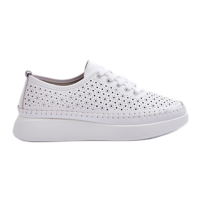 Baskets en cuir sur la plateforme S.Barski LR278 Blanc blanche