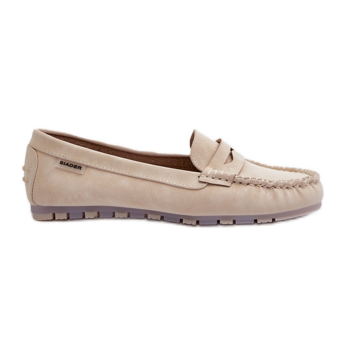 Mocassins Femme En Cuir Eco Beige Clair Celoria