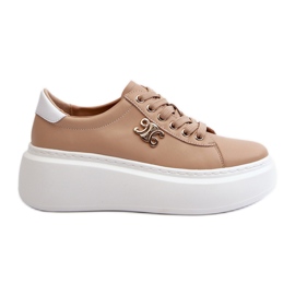 Baskets en cuir pour femmes sur la plateforme marron Pernalia brun Baskets en cuir pour femmes sur la plateforme marron Pernalia brun