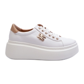 Baskets en cuir pour femmes sur la plateforme, blanches Pernalia Baskets en cuir pour femmes sur la plateforme, blanches Pernalia