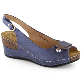 Sandales compensées confortables pour femmes bleues eVento 6230