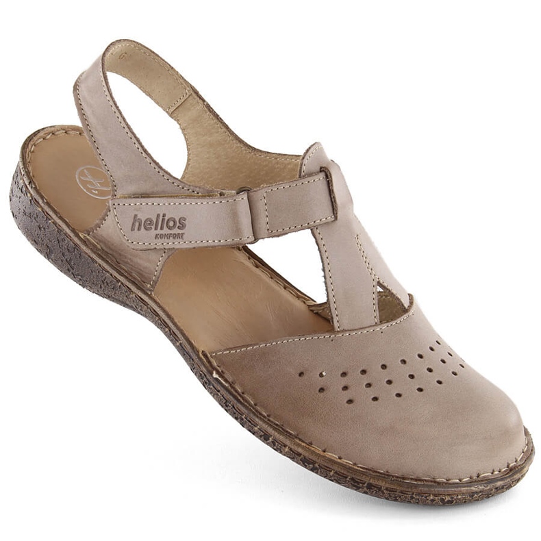 Sandales confortables femme entièrement en cuir beige Helios 128.02 Sandales confortables femme entièrement en cuir beige Helios 128.02