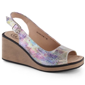Sandales compensées femme en cuir multicolore Filippo DS4508