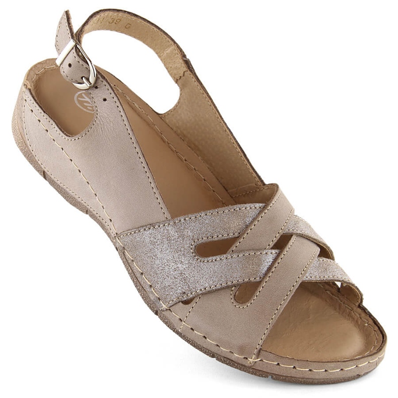 Sandales confortables en cuir pour femmes beige Helios 134.02.025
