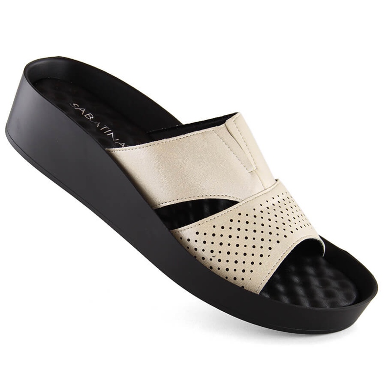 Tongs femme beiges brillantes avec élastique Sabatina 2318-4