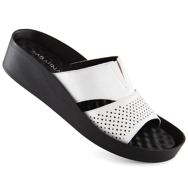 Tongs argentées pour femmes avec élastique, argent brillant, Sabatina 2318-4 Tongs argentées pour femmes avec élastique, argent brillant, Sabatina 2318-4