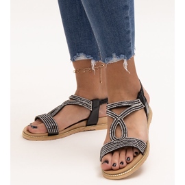 Sandales noires ornées de zircons Detila