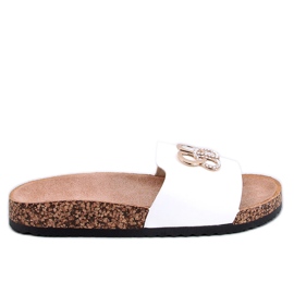 Ibanei Chaussons en liège blanc avec strass blanche