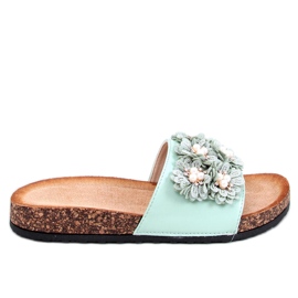 Emiles Chaussons en liège vert à fleurs