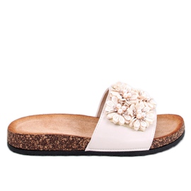 Emiles Chaussons en liège beige à fleurs