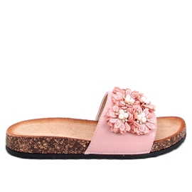 Emiles Chaussons en liège rose à fleurs