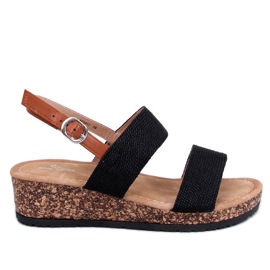 Wadoux Sandales compensées en liège noir