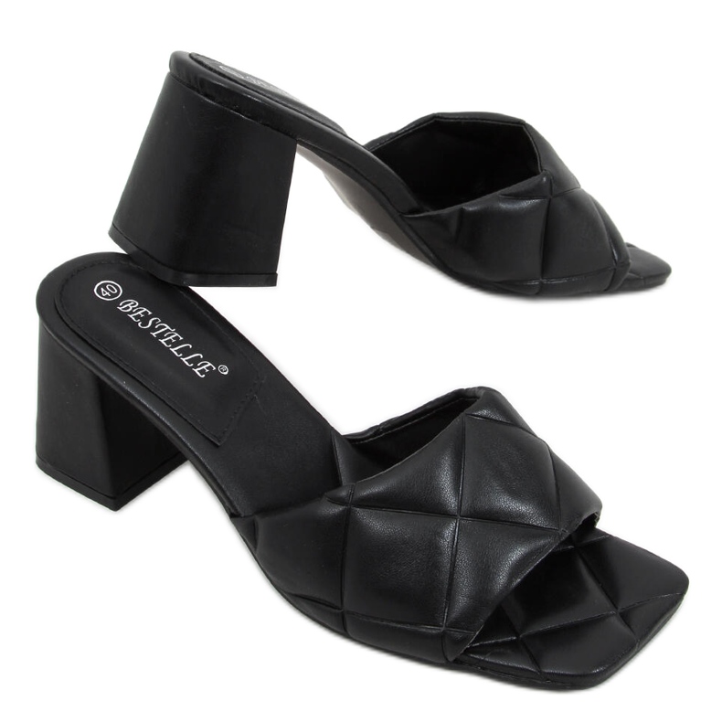 Mules Helen Black à talons larges le noir