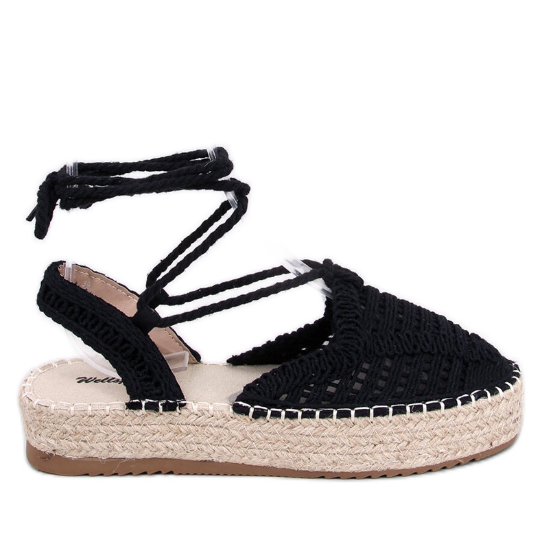 Yaweh Espadrilles noires en dentelle pour femme le noir Yaweh Espadrilles noires en dentelle pour femme le noir